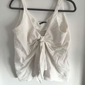 Zara medium linen feel white tank